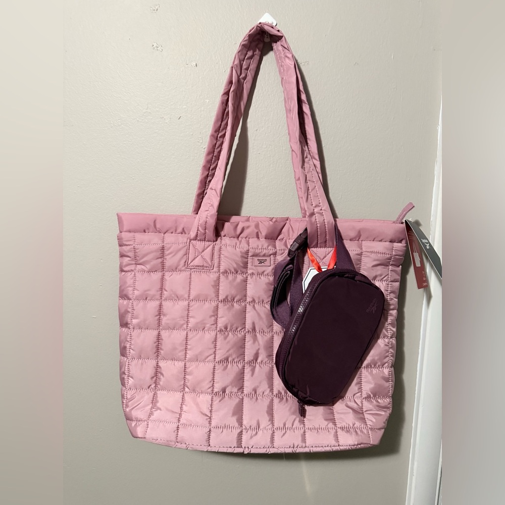 Reebok  Leila and Camryn Quilted Tote with Purple Belt/Bum bag
